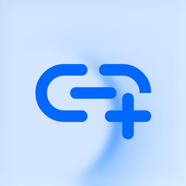 Blue link icon on light background