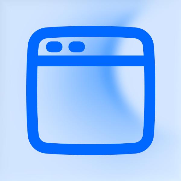 Blue outline of a browser window