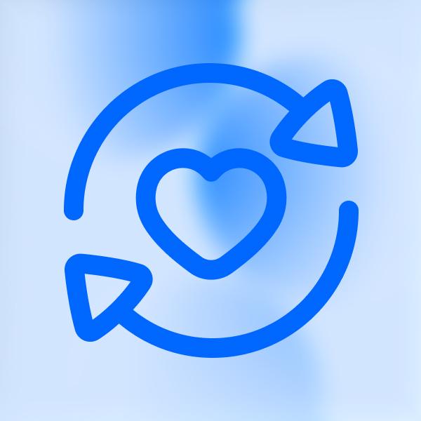 Blue heart with circular arrows