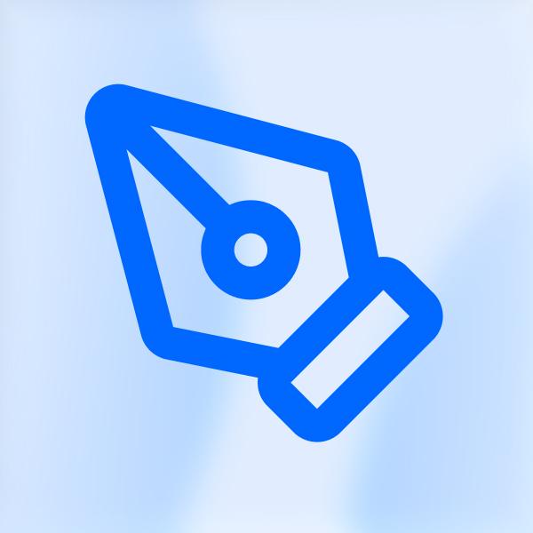 Blue pen nib icon on background